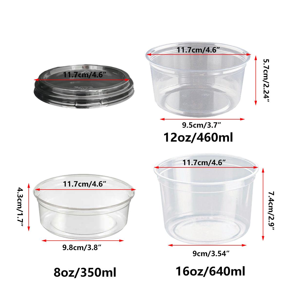 100PCS Transparent Packing Box Plastic Dessert Bowl Food Container - 8oz Bowl