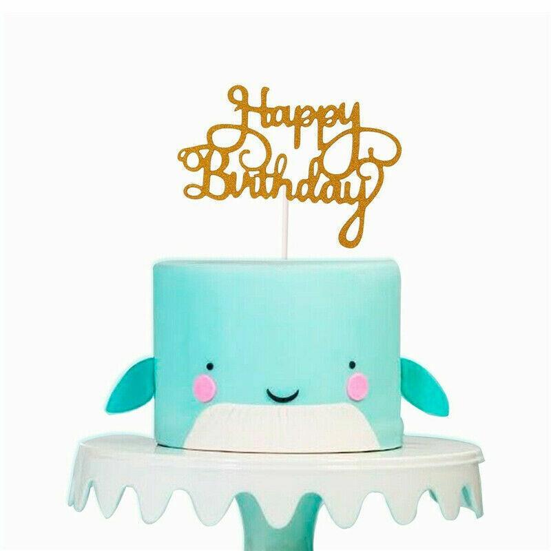 Happy Birthday Cake Topper Colour Printed Acrylic Party Decorations - Black-Bowknot