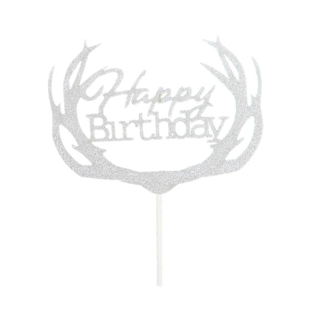 Happy Birthday Cake Topper Colour Printed Acrylic Party Decorations - Blue-Bowknot