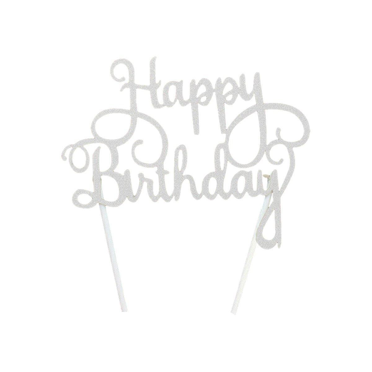 Happy Birthday Cake Topper Colour Printed Acrylic Party Decorations - Rose Red-Bowknot