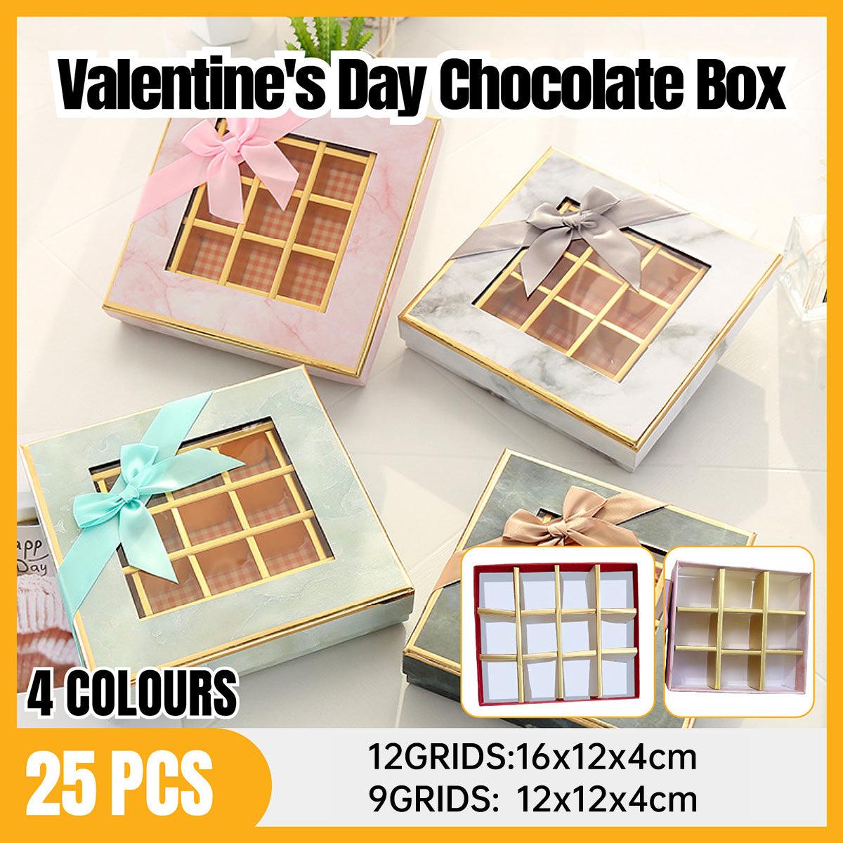 25X Valentines Day 9/12Grids Chocolate Box Gourmet Desserts Gift Display Window - Gray 12Grids-16-12-4-25pcs