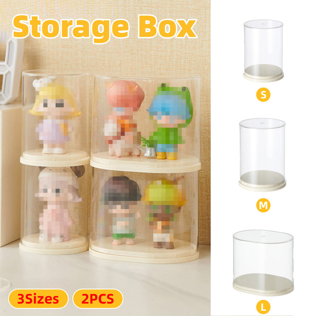 2pcs Clear Acrylic Display Case Transparent Box for Collectibles Dolls Figures - L