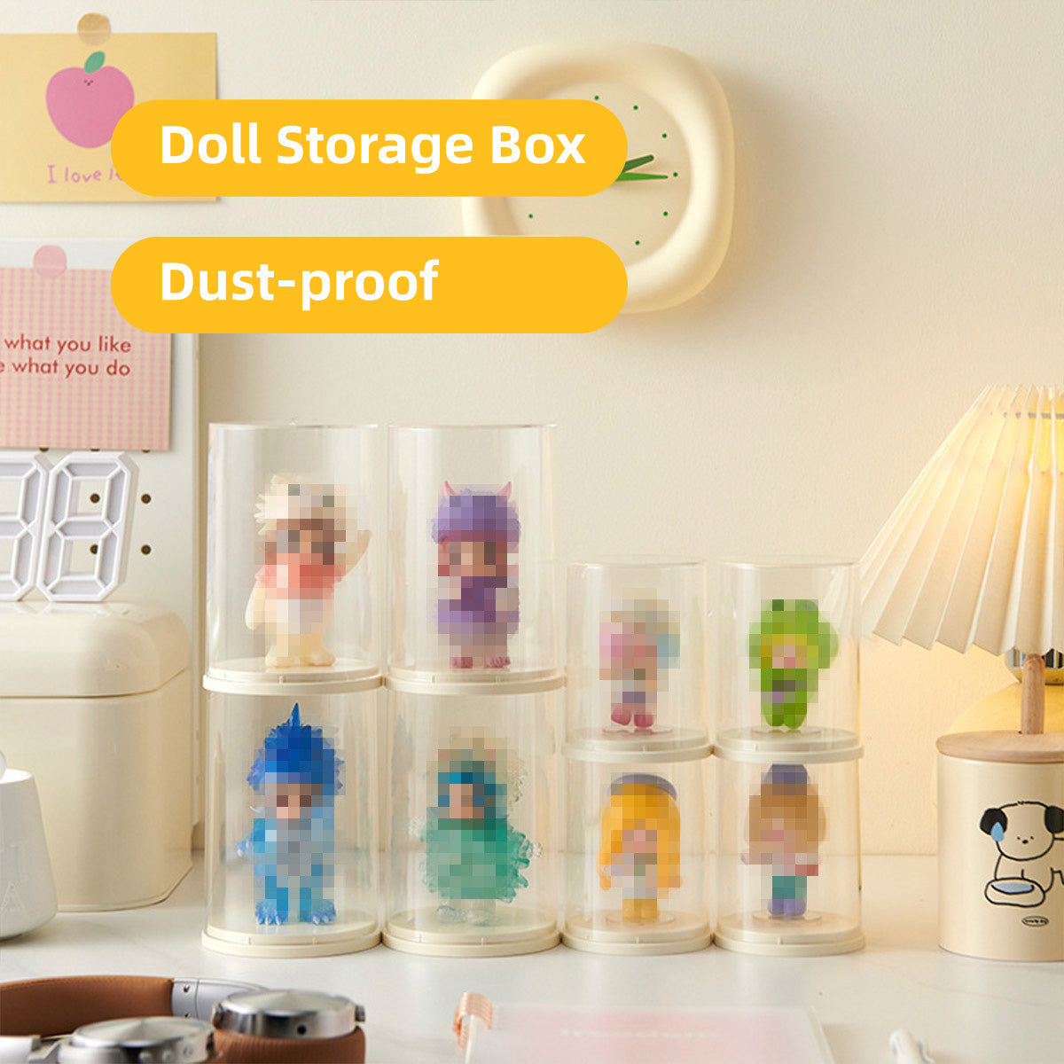 2pcs Clear Acrylic Display Case Transparent Box for Collectibles Dolls Figures - L