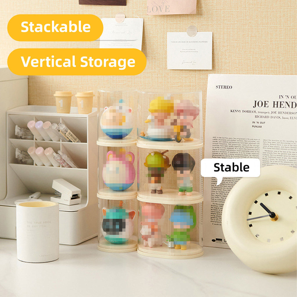 2pcs Clear Acrylic Display Case Transparent Box for Collectibles Dolls Figures - M