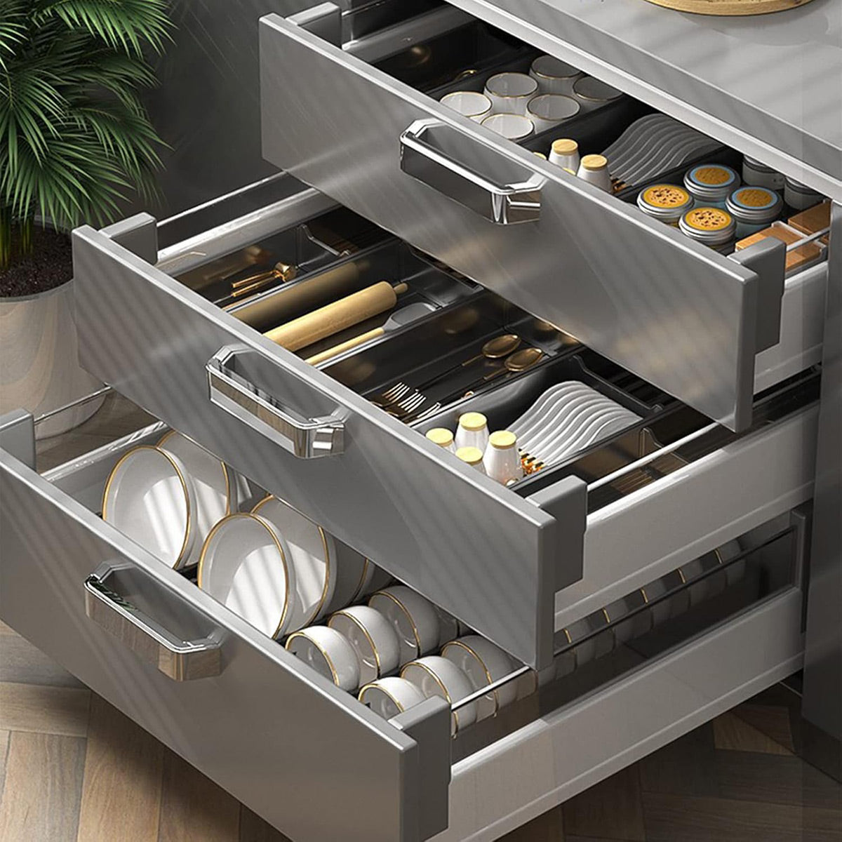 Kitchen Cabinet Drawer Cutlery Tray Utensil Organiser Insert Divider Storage - 46x10cm