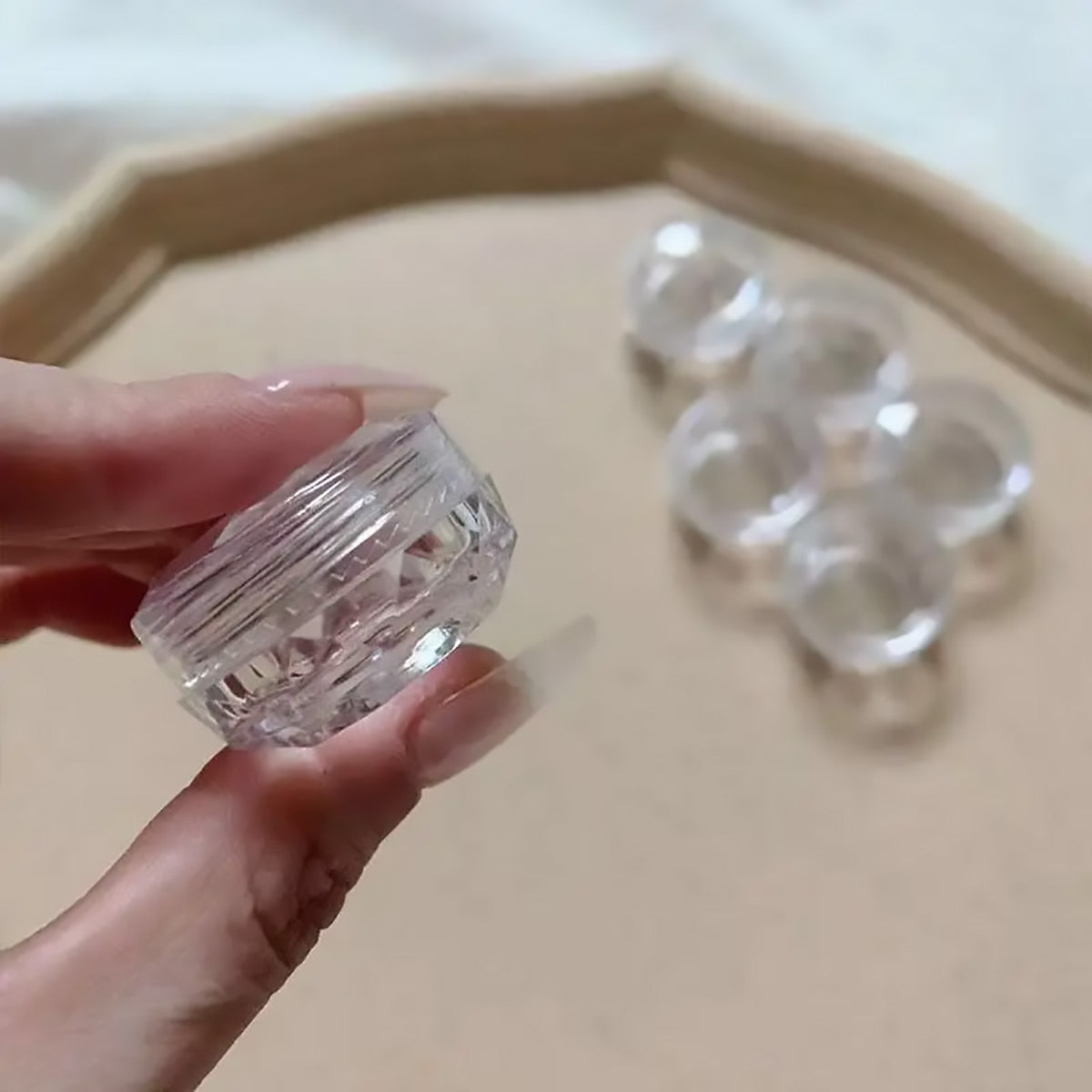 Cosmetic Cream Jar Bottle 50PCS 5g Transparent Round Refillable Sample Container - Clear Diamond Jar