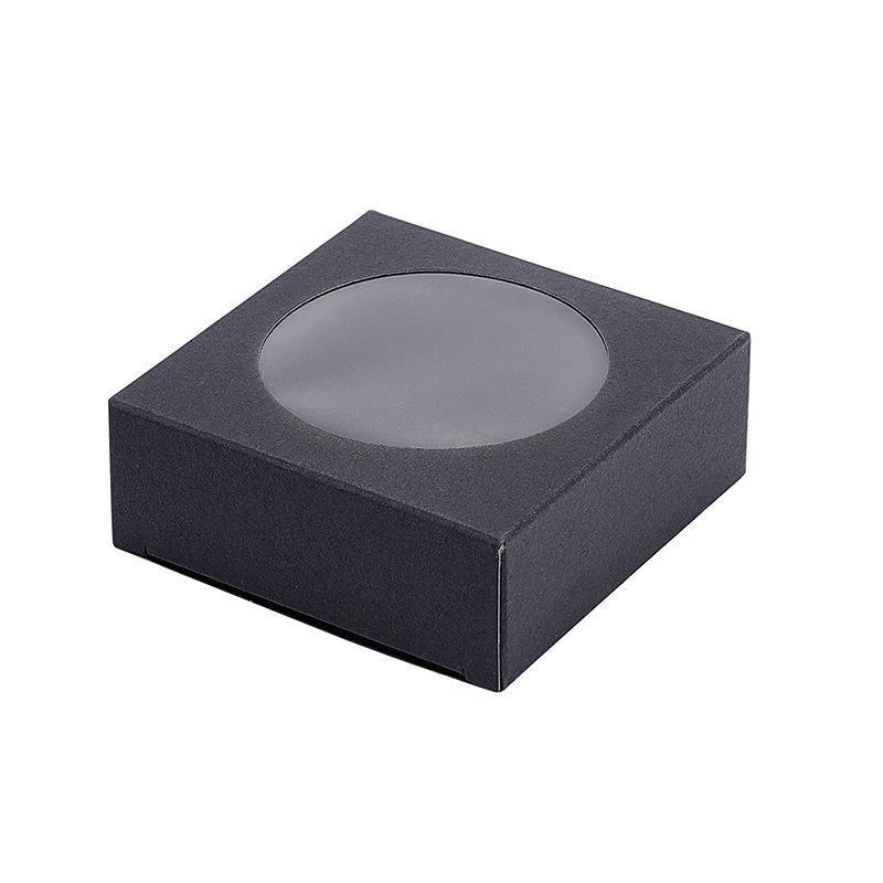 50PCS Handmade Soap Paper Box Round Window Kraft Black White Candy Biscuit Box - Khaki-50pcs 10*10*2.4CM
