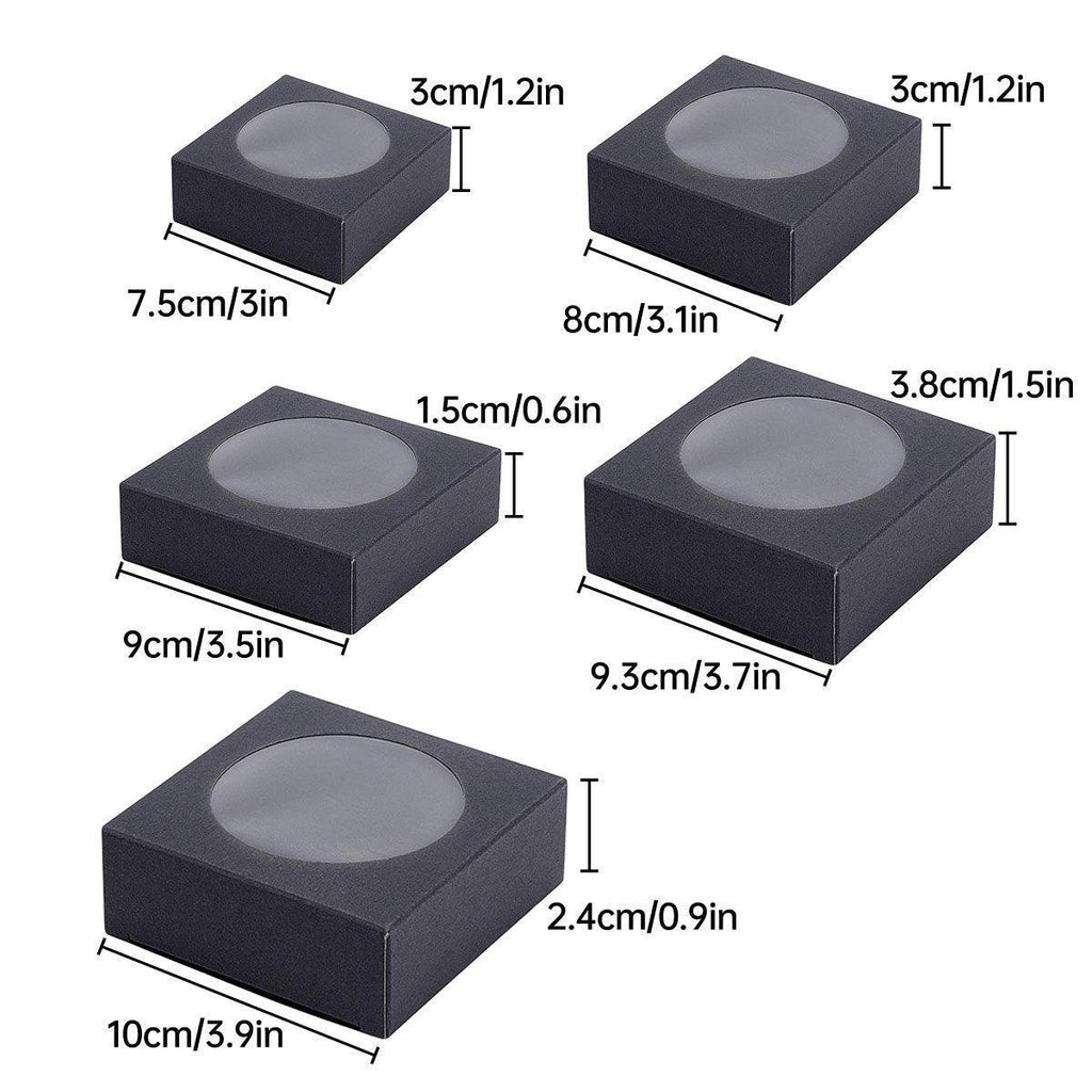 50PCS Handmade Soap Paper Box Round Window Kraft Black White Candy Biscuit Box - Khaki-50pcs 9.3*9.3*3.8CM
