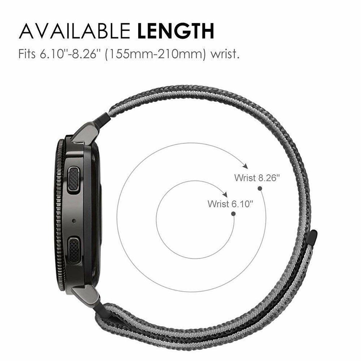 20mm Nylon Braided Sport Loop Velcro Watch Band Strap Compatible Replacement - Black