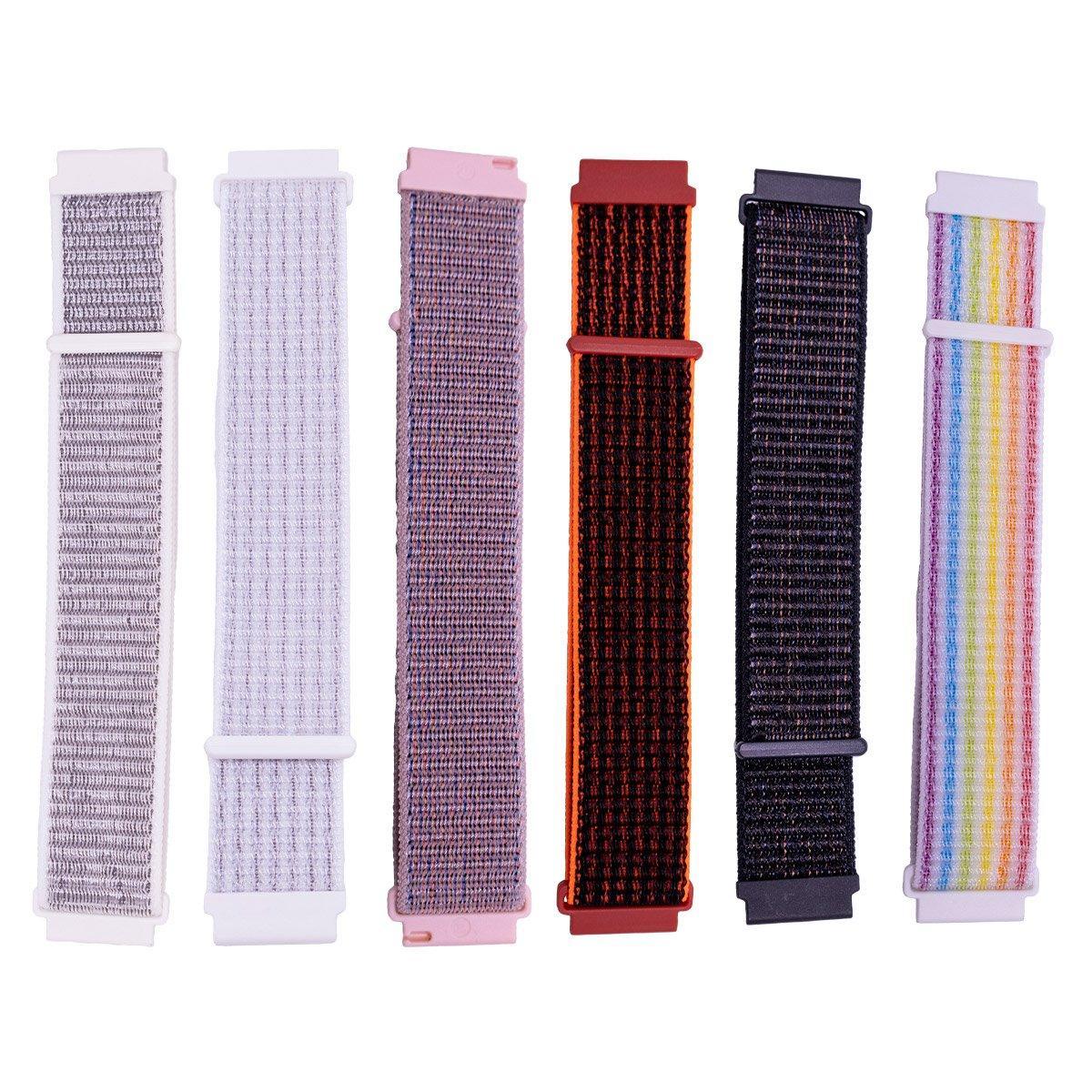 20mm Nylon Braided Sport Loop Velcro Watch Band Strap Compatible Replacement - Pink