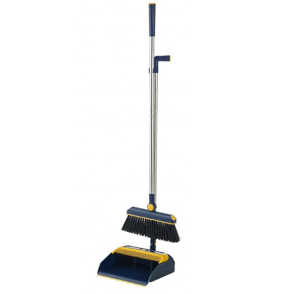 Folding Broom Dustpan Set Rotating Household Sweeping Hair Removal Cleaning Tool - White