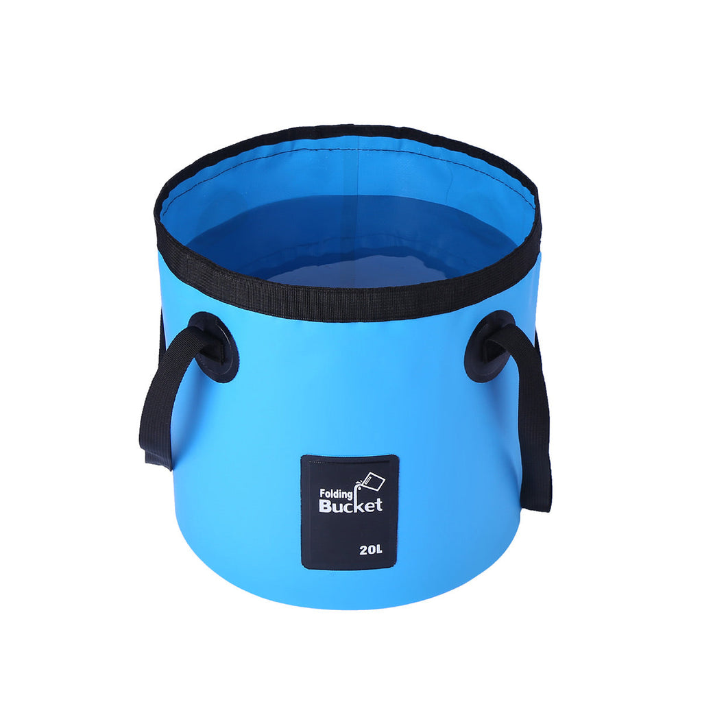 20L Portable Folding Bucket Water Container Camping Hiking Fishing Water Storage - Yellow
