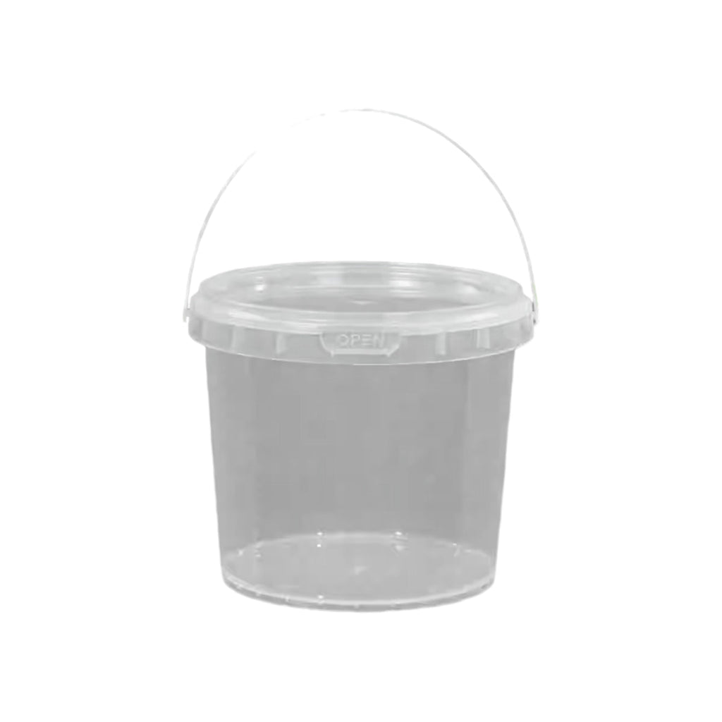 20pcs Plastic Round Bucket with Lid Transparent Portable Storage Gift Container - Round 1000ml