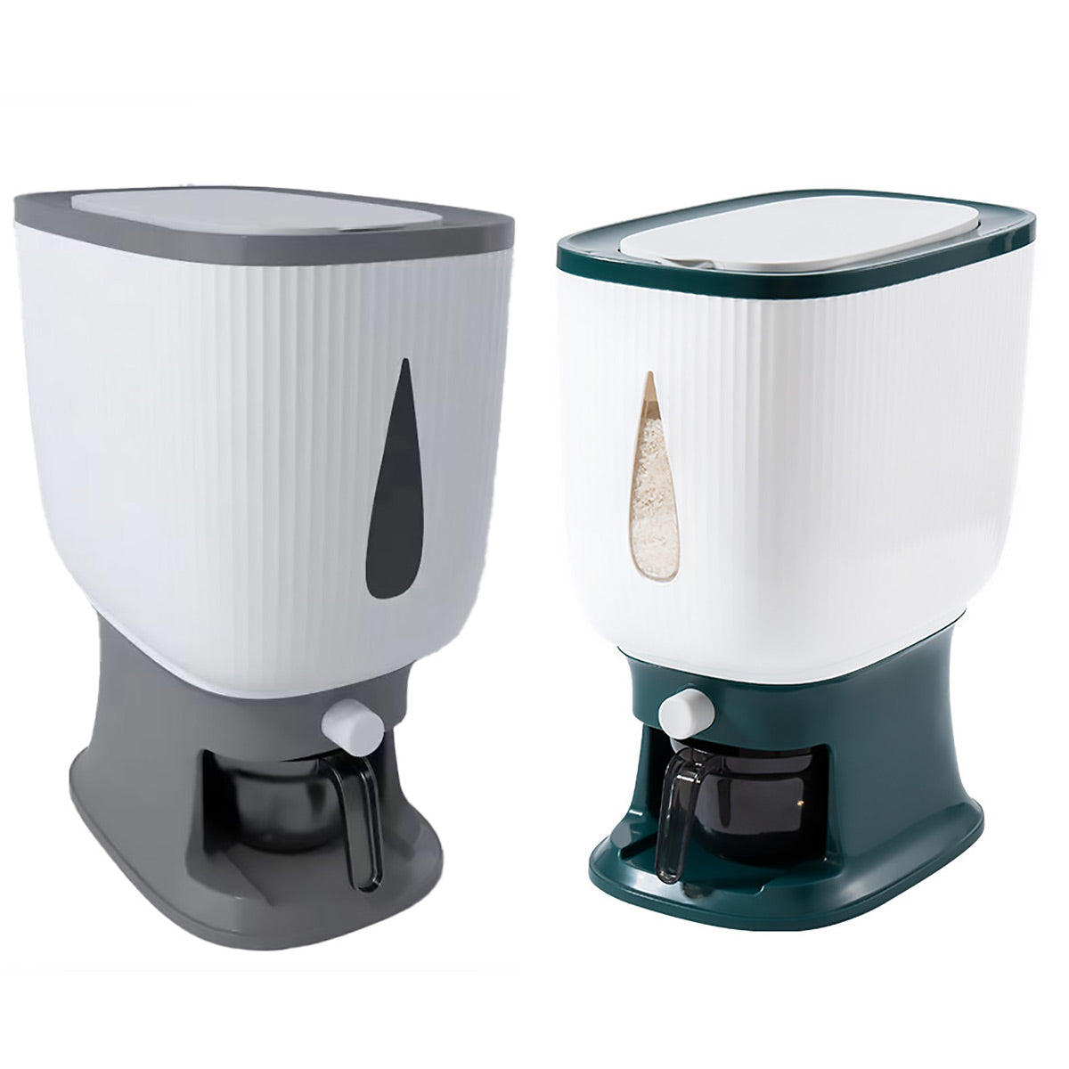10kg Rice Storage Bucket Household Metering Rice Container Large Capacity - Grey