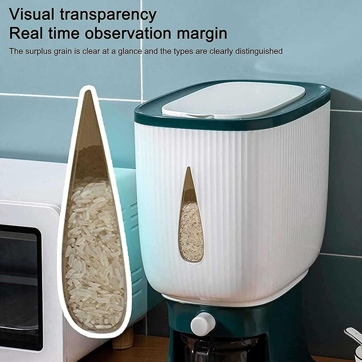 10kg Rice Storage Bucket Household Metering Rice Container Large Capacity - Grey