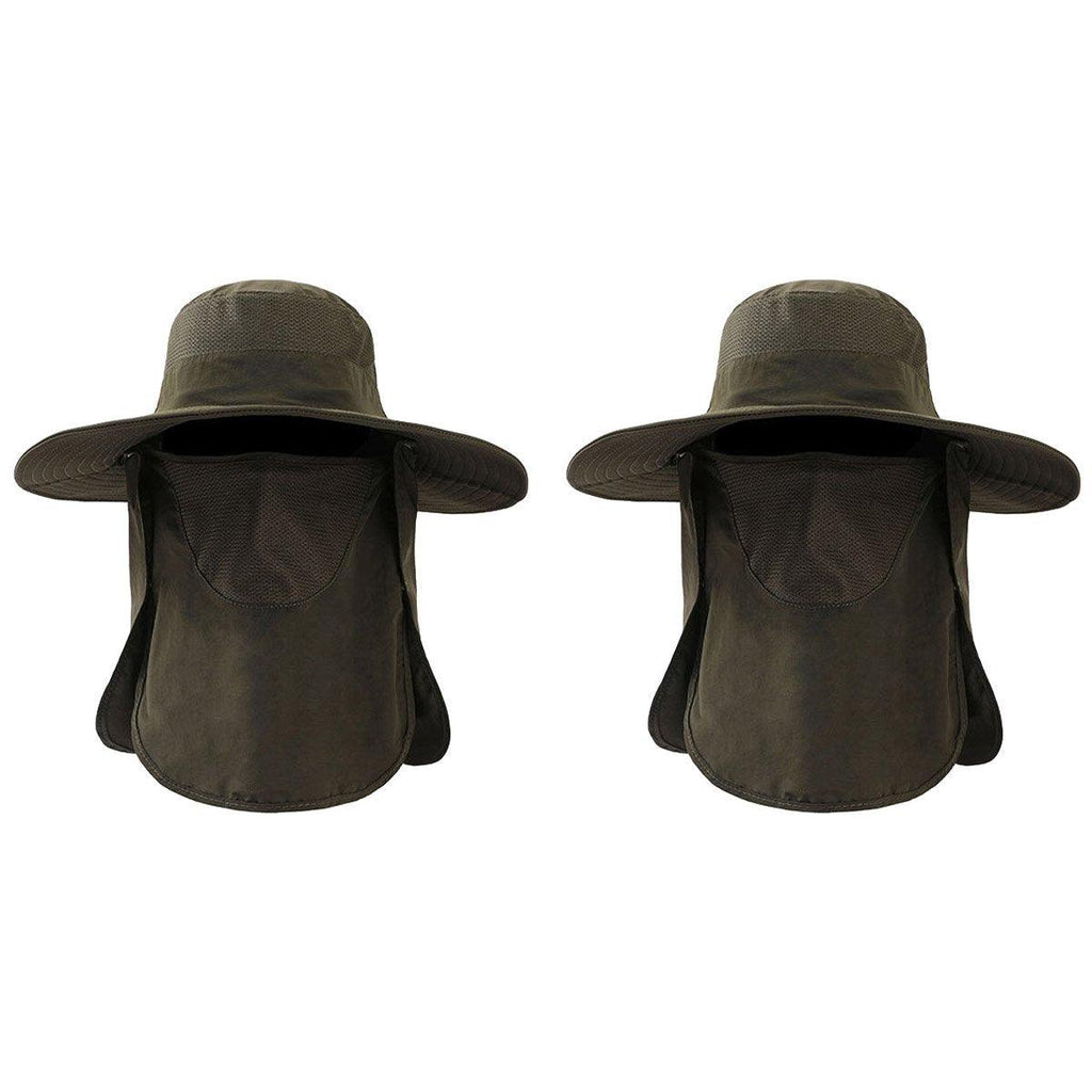 2PCS Outdoor Fisherman Hat Men Women Sun Protection Fishing Cap Bucket Hat - Navy