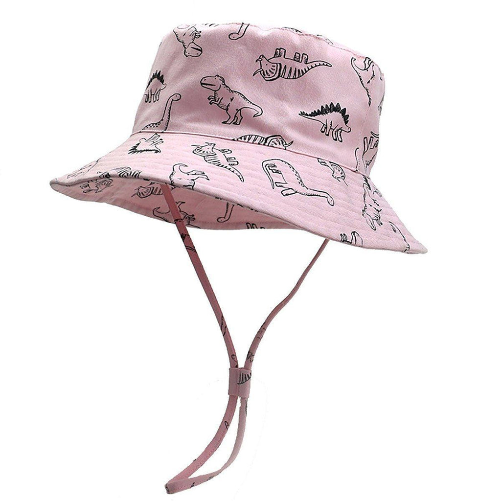 Cartoon Dinosaur Bucket Hat with Wide Brim for Summer Sun Protection - Grey