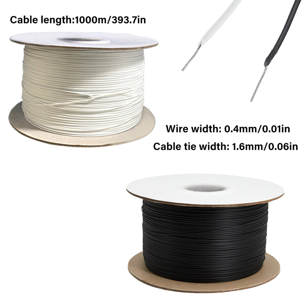 1000M Coiled Tie Wire Elliptical Binding Wire Garden Plant Cable Roll for Home - Black