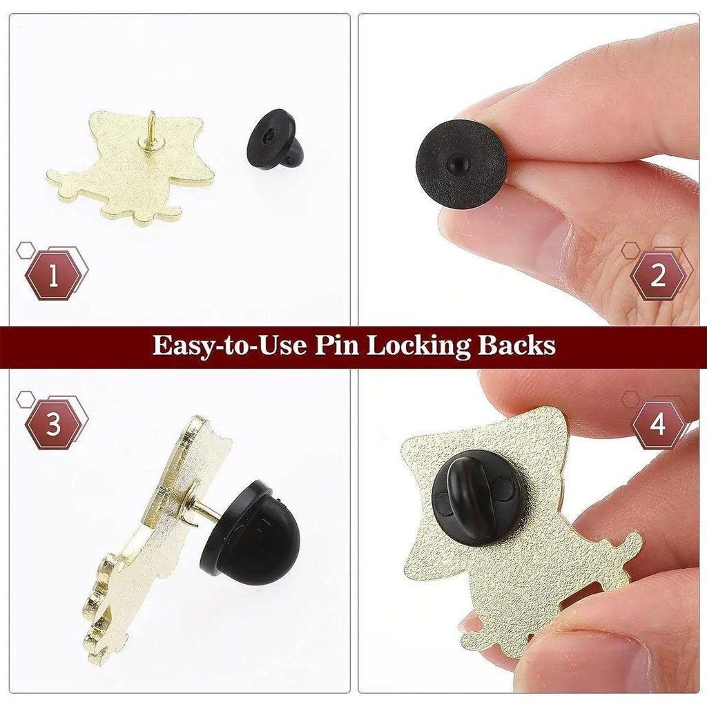 50PCS Black Butterfly Pin Backs Plastic Locking Caps for Badges Lapel Pins Brooches