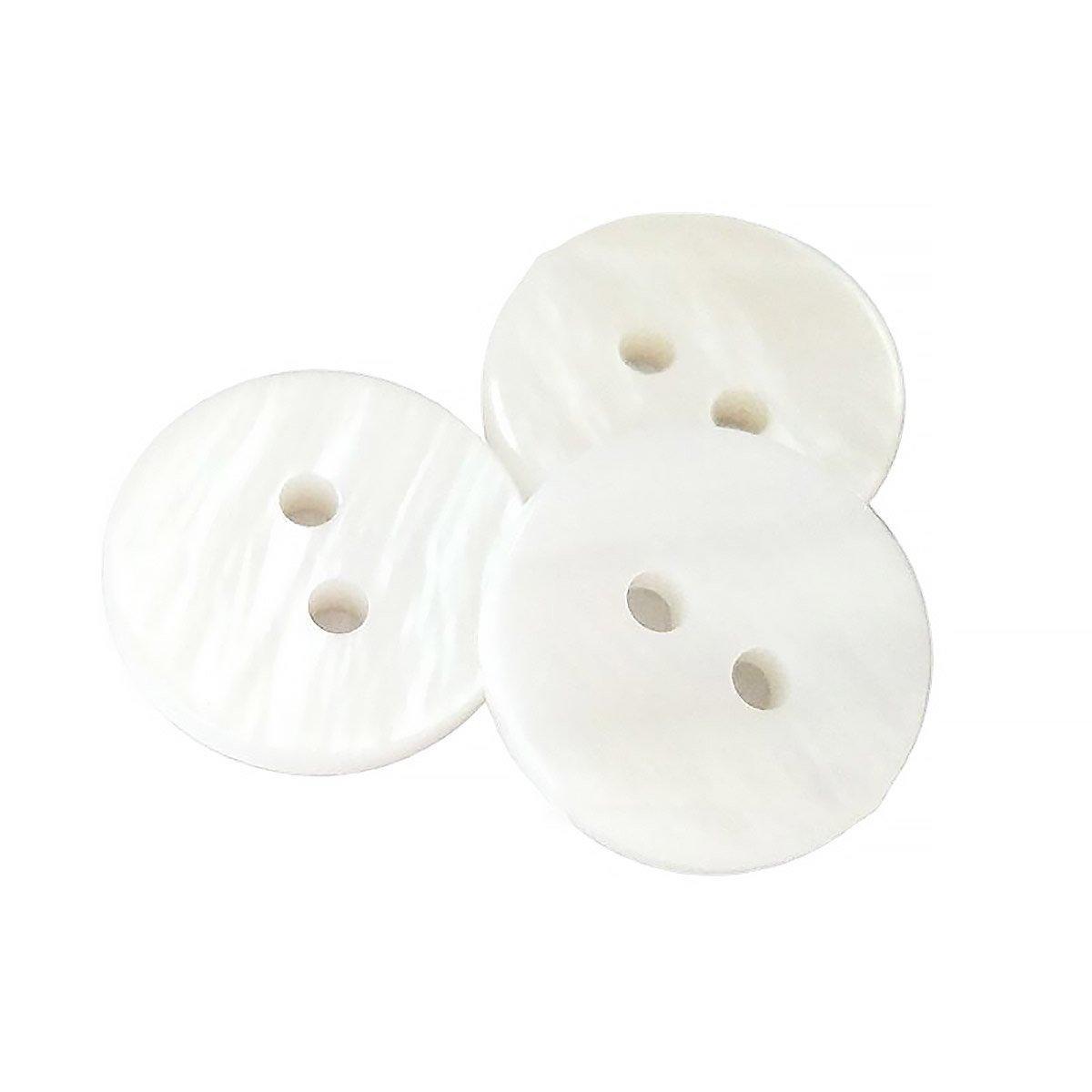 20pcs White Shirt Buttons Round Two Eyes Sewing Craft DIY Clothing Supplies - 10mm
