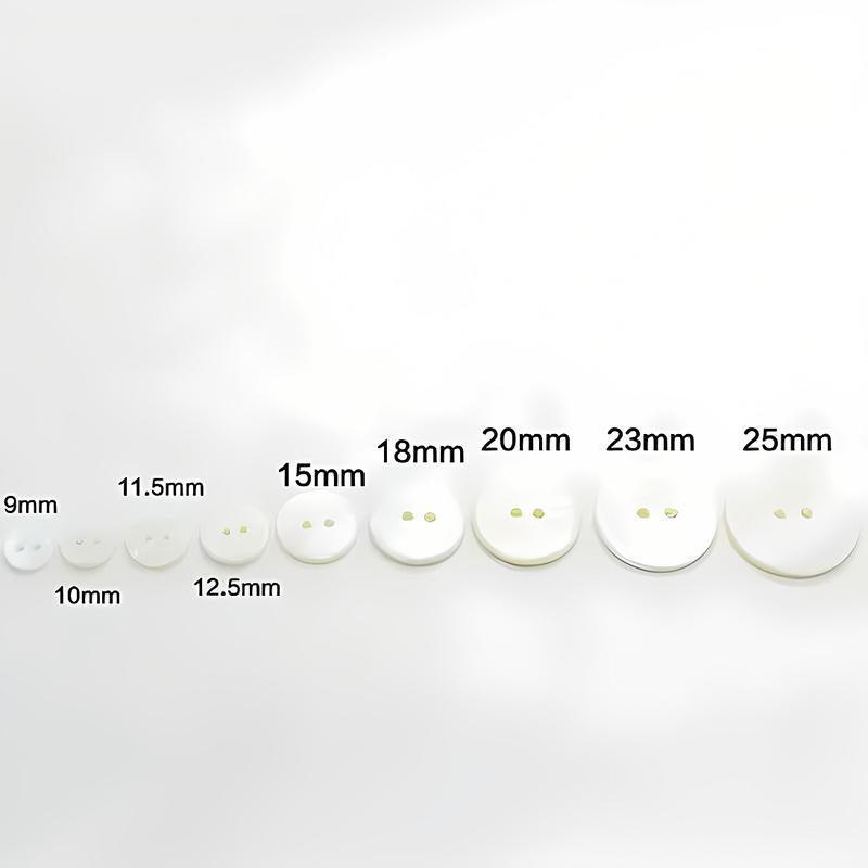 20pcs White Shirt Buttons Round Two Eyes Sewing Craft DIY Clothing Supplies - 10mm