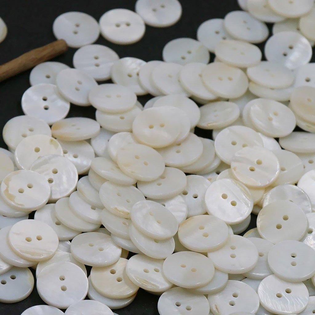 20pcs White Shirt Buttons Round Two Eyes Sewing Craft DIY Clothing Supplies - 23mm