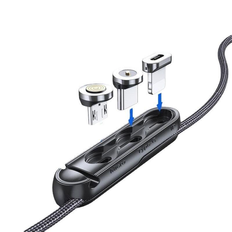 1m 2m Braided Charging Cable with Detachable Connectors for Type C Micro Lightning - Magnet Cable-Red-Type C-2M