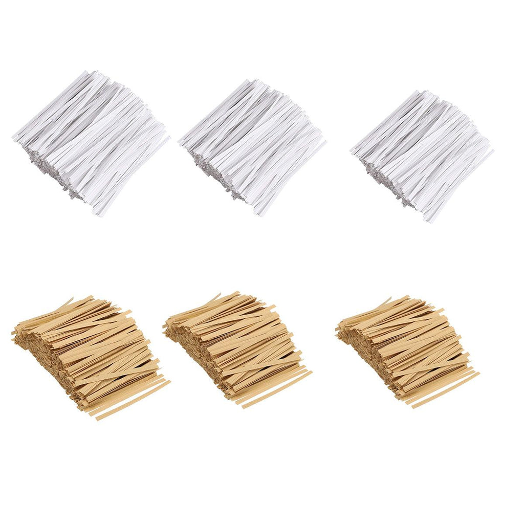 1000pcs Paper Tie Tape Wire 8/10/15cm for Baking Packing Bag Sealing Supplies - White-8cm