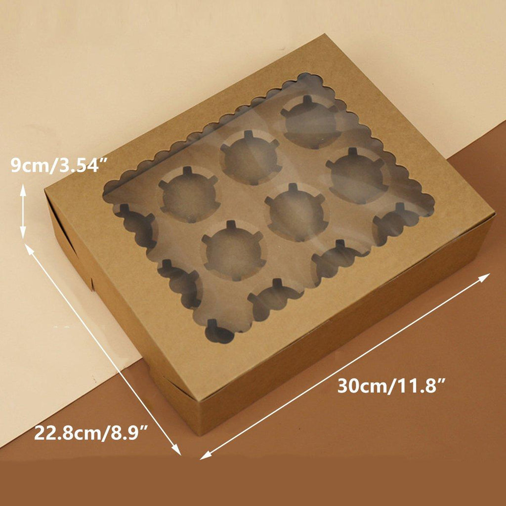 25Pcs Paper Cupcake Box with Window for Party Wedding Bakery Gift Packaging - 1 Hole