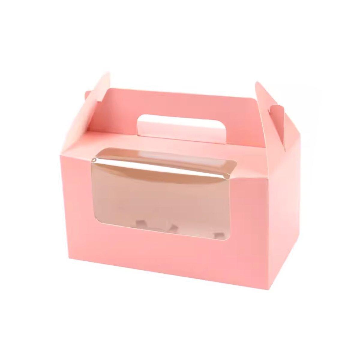 25pcs Portable Cupcake Packaging Box with Transparent Window for Easy Opening - Marble-6Cup