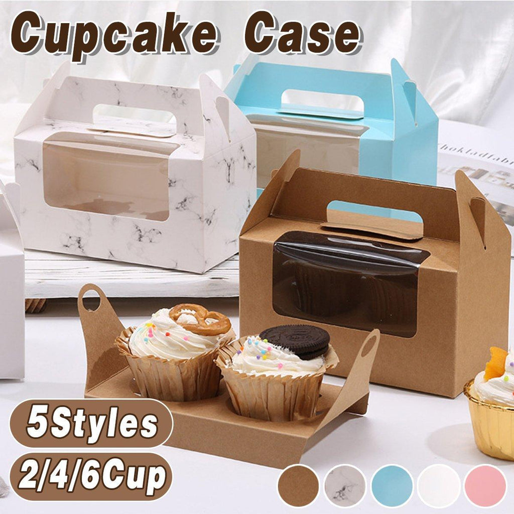 25pcs Portable Cupcake Packaging Box with Transparent Window for Easy Opening - Pink-2Cup