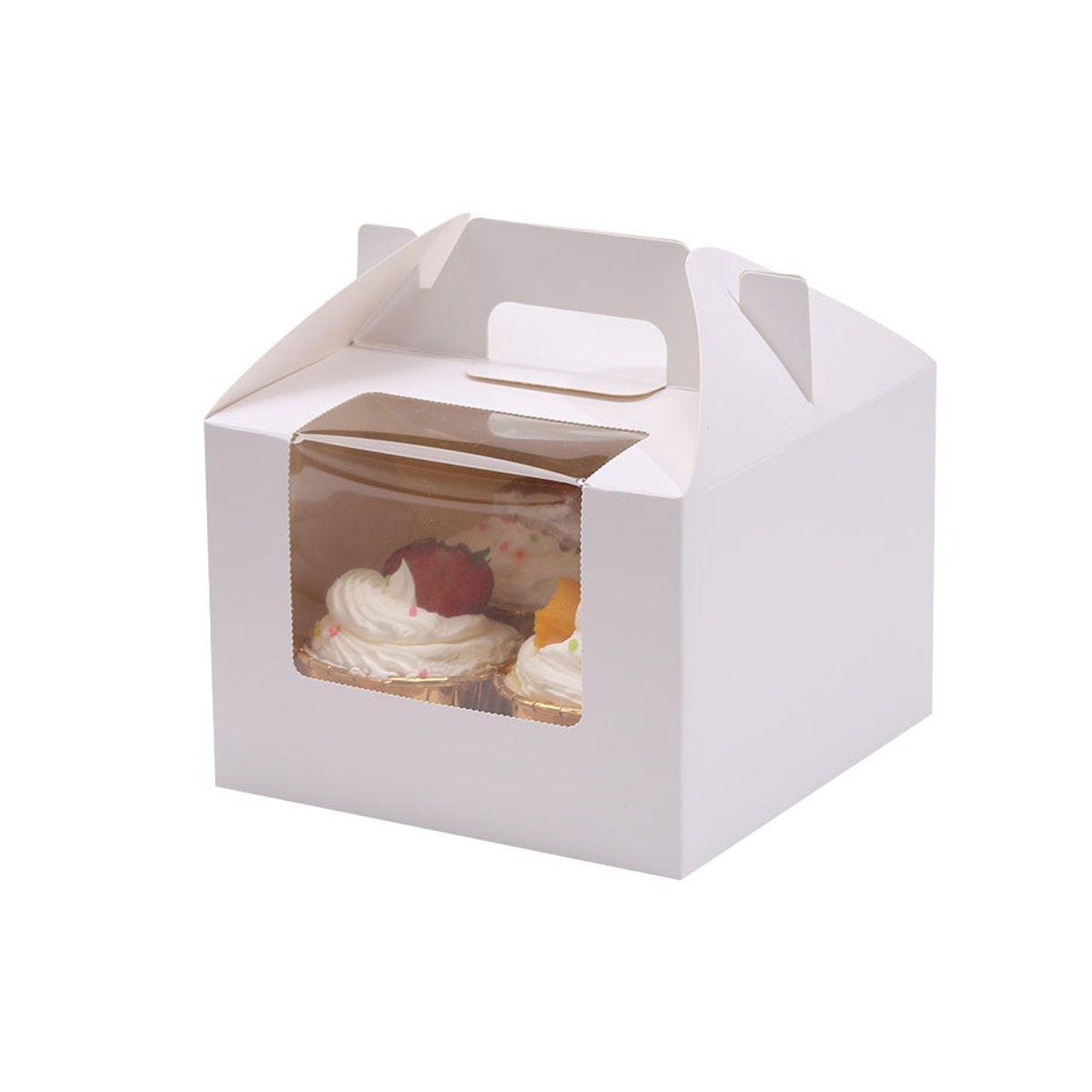 25pcs Portable Cupcake Packaging Box with Transparent Window for Easy Opening - Pink-2Cup