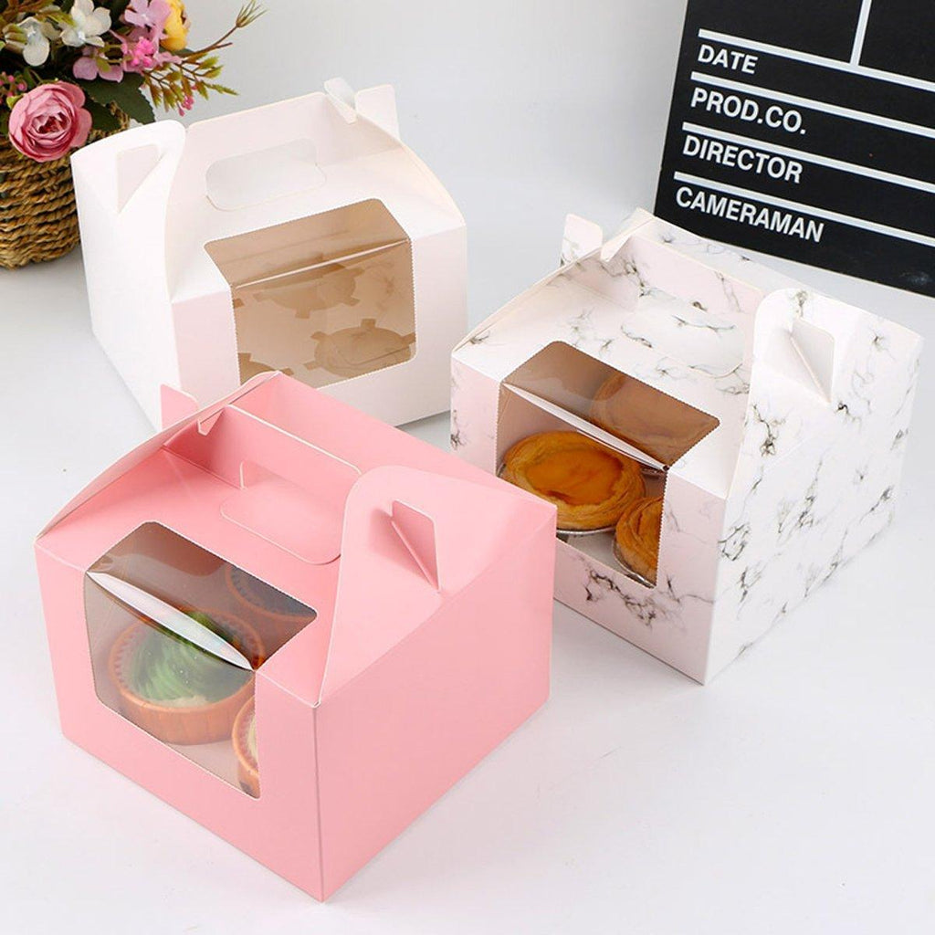 25pcs Portable Cupcake Packaging Box with Transparent Window for Easy Opening - Pink-4Cup