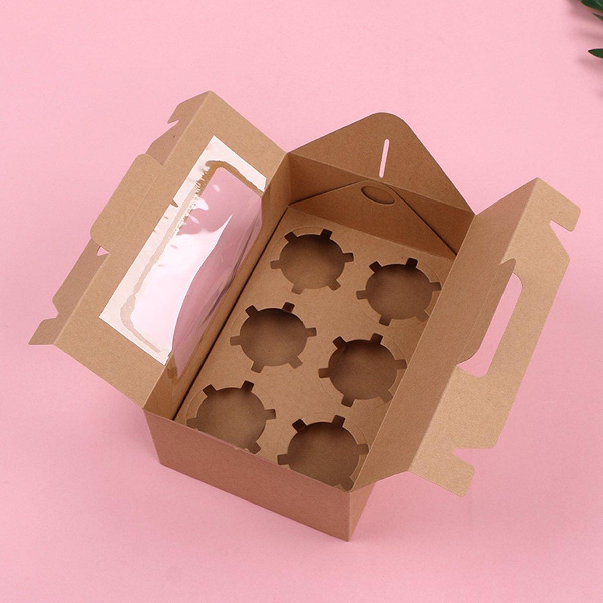 25pcs Portable Cupcake Packaging Box with Transparent Window for Easy Opening - White-2Cup