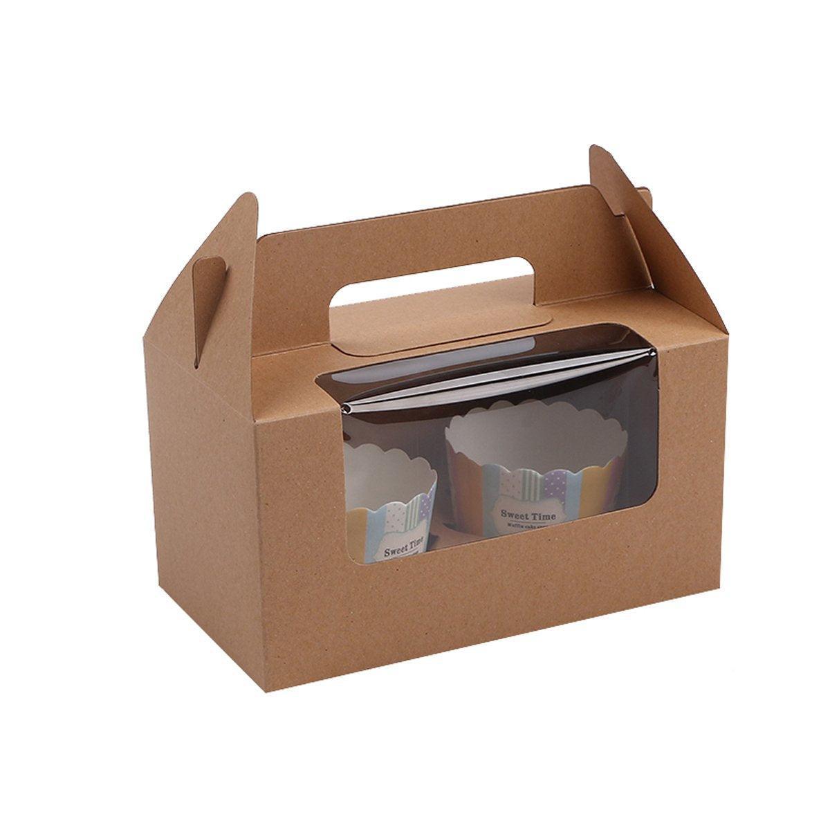 25pcs Portable Cupcake Packaging Box with Transparent Window for Easy Opening - White-2Cup
