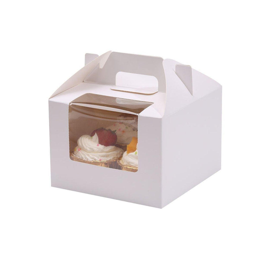 25pcs Portable Cupcake Packaging Box with Transparent Window for Easy Opening - White-2Cup