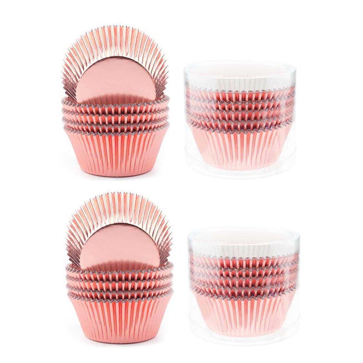 200 Pcs Colored Baking Paper Cupcake Trays Muffin Liners for Party Baking - Gold