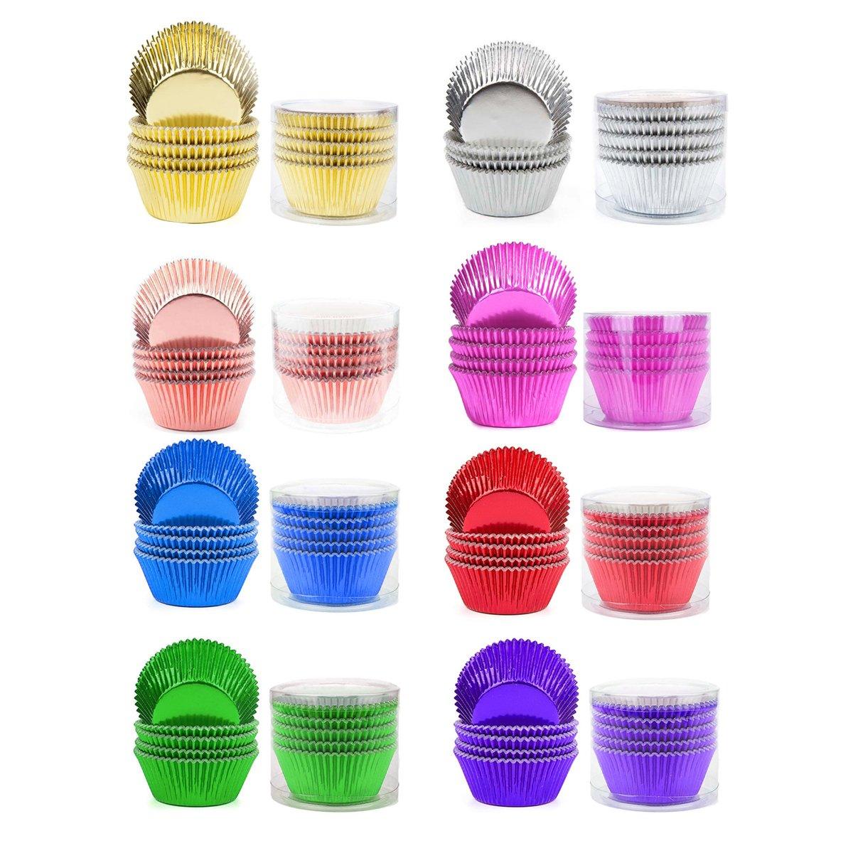 200 Pcs Colored Baking Paper Cupcake Trays Muffin Liners for Party Baking - Red