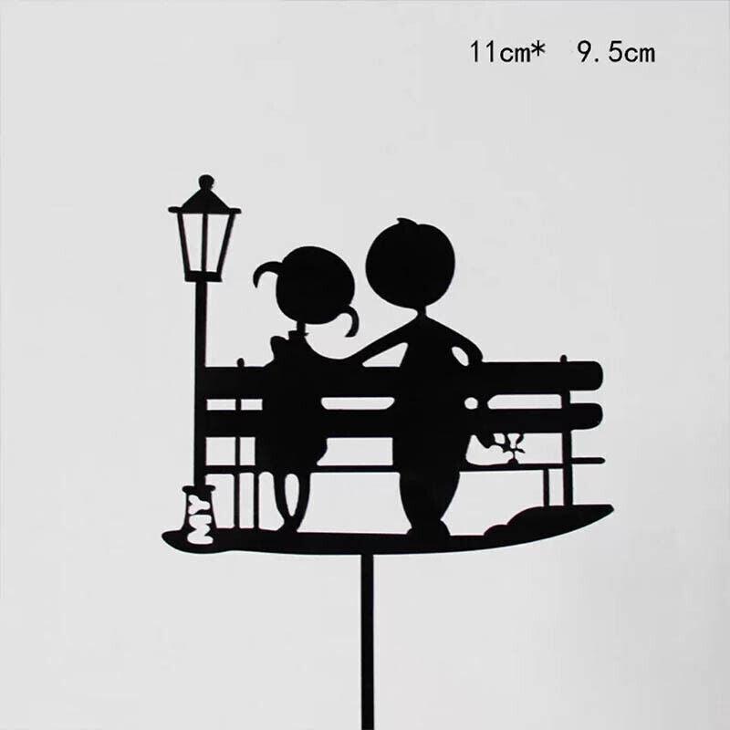 Happy Birthday Acrylic Cake Topper Cake Decoration Golden Silver Party - Blue- Heart