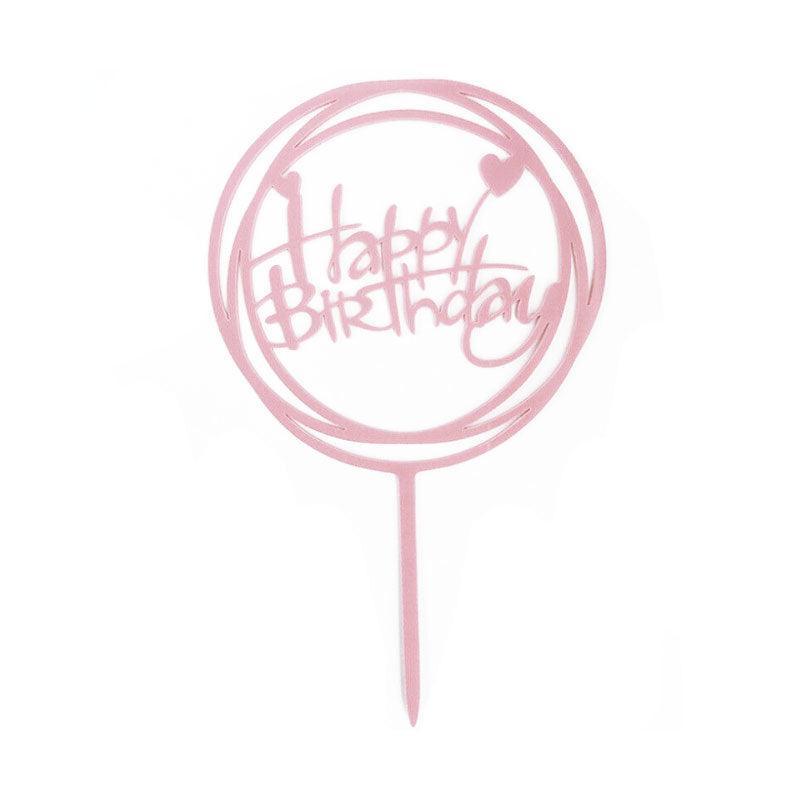 Happy Birthday Acrylic Cake Topper Cake Decoration Golden Silver Party - Gold-Stripe Heart