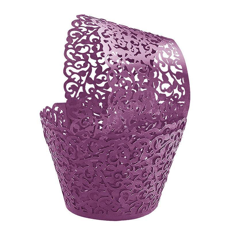 25pcs Laser Cut Cupcake Wrappers Wedding Party Baking Decorations in 8 Colours - Yellow