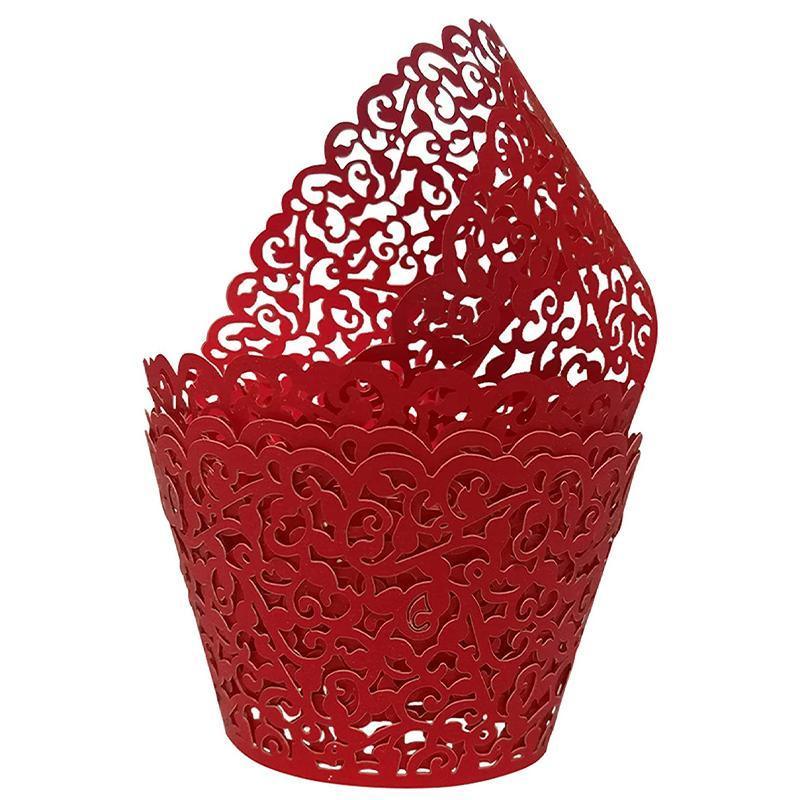 25pcs Laser Cut Cupcake Wrappers Wedding Party Baking Decorations in 8 Colours - White