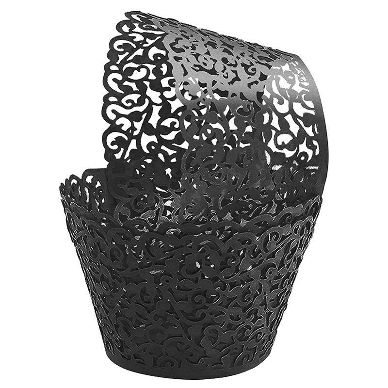 25pcs Laser Cut Cupcake Wrappers Wedding Party Baking Decorations in 8 Colours - White
