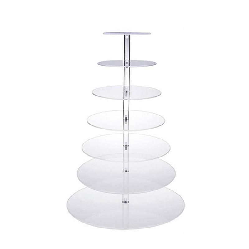 Acrylic Cupcake Tower 3 4 5 6 7 Tier Clear Cake Stand for Wedding Party - 6 Tiers