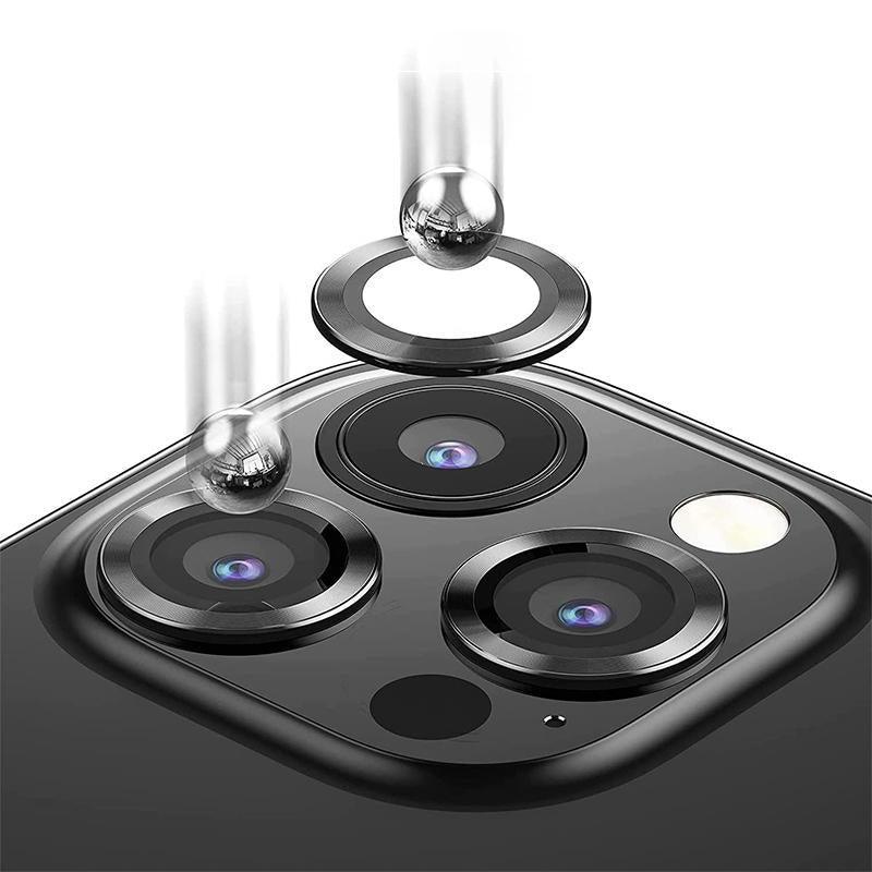 For iPhone 14/14 Plus Metal Camera Lens Glass Screen Protector - Black