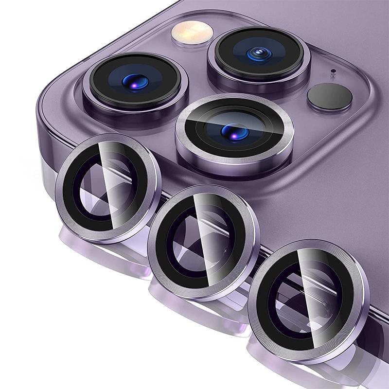 For iPhone 14/14 Plus Metal Camera Lens Glass Screen Protector - Black