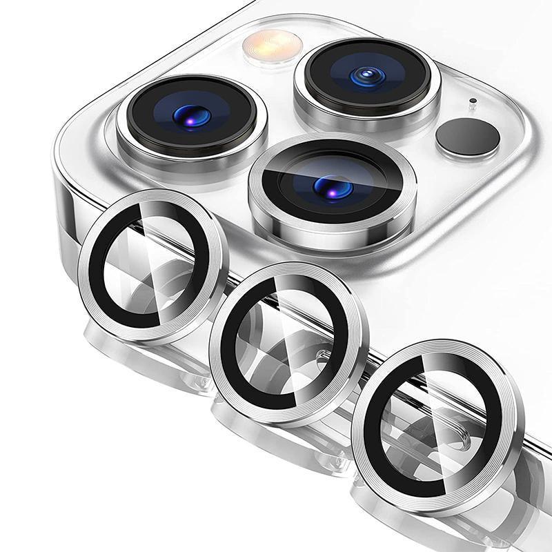 For iPhone 14/14 Plus Metal Camera Lens Glass Screen Protector - Black
