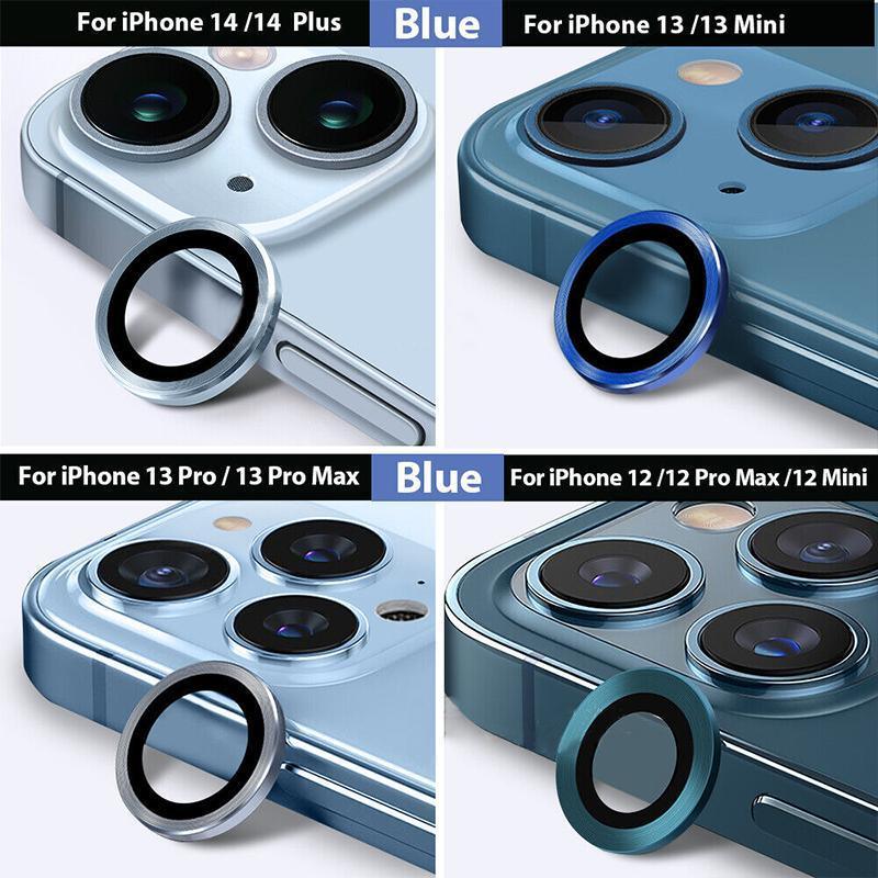 For iPhone 14/14 Plus Metal Camera Lens Glass Screen Protector - Gold