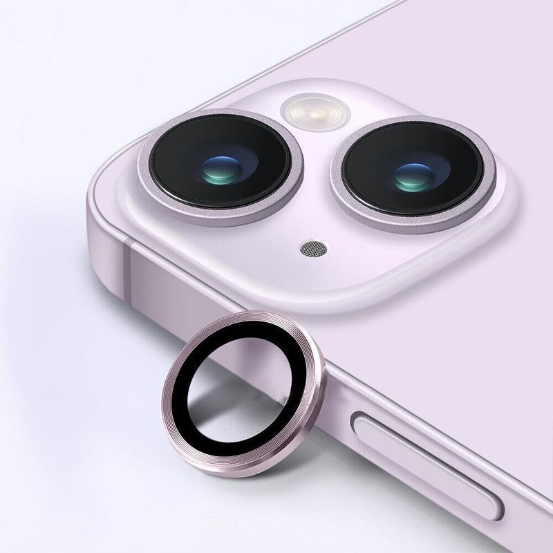 For iPhone 14/14 Plus Metal Camera Lens Glass Screen Protector - Grey