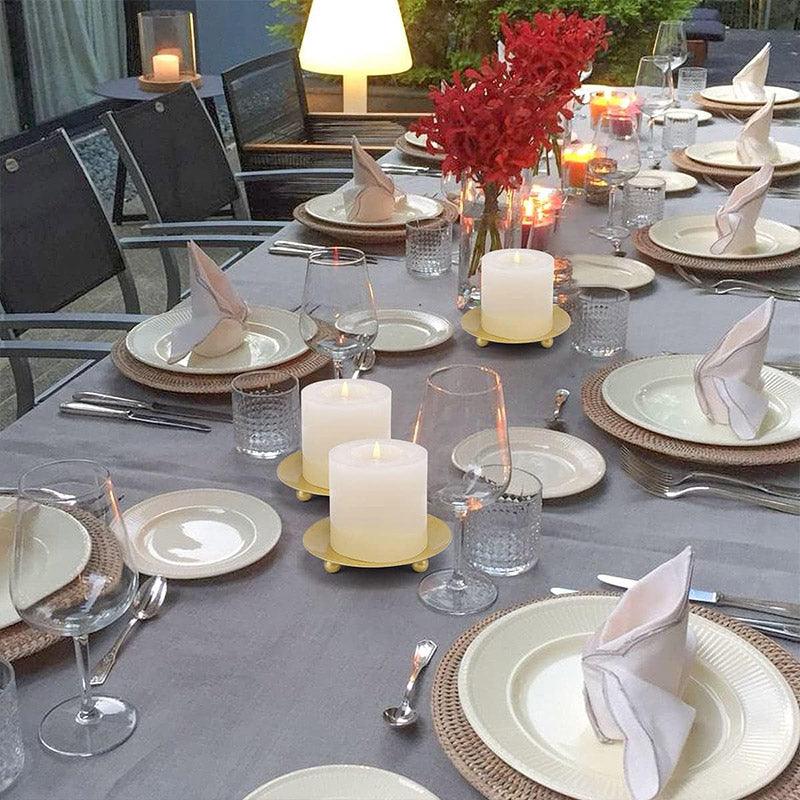 4pcs Iron Plate Candle Holder Aroma Base Tray for Decorative Candle Stand Set - Black